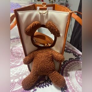 Source Unknown Brown and White Dog Carrier with Teddy Design